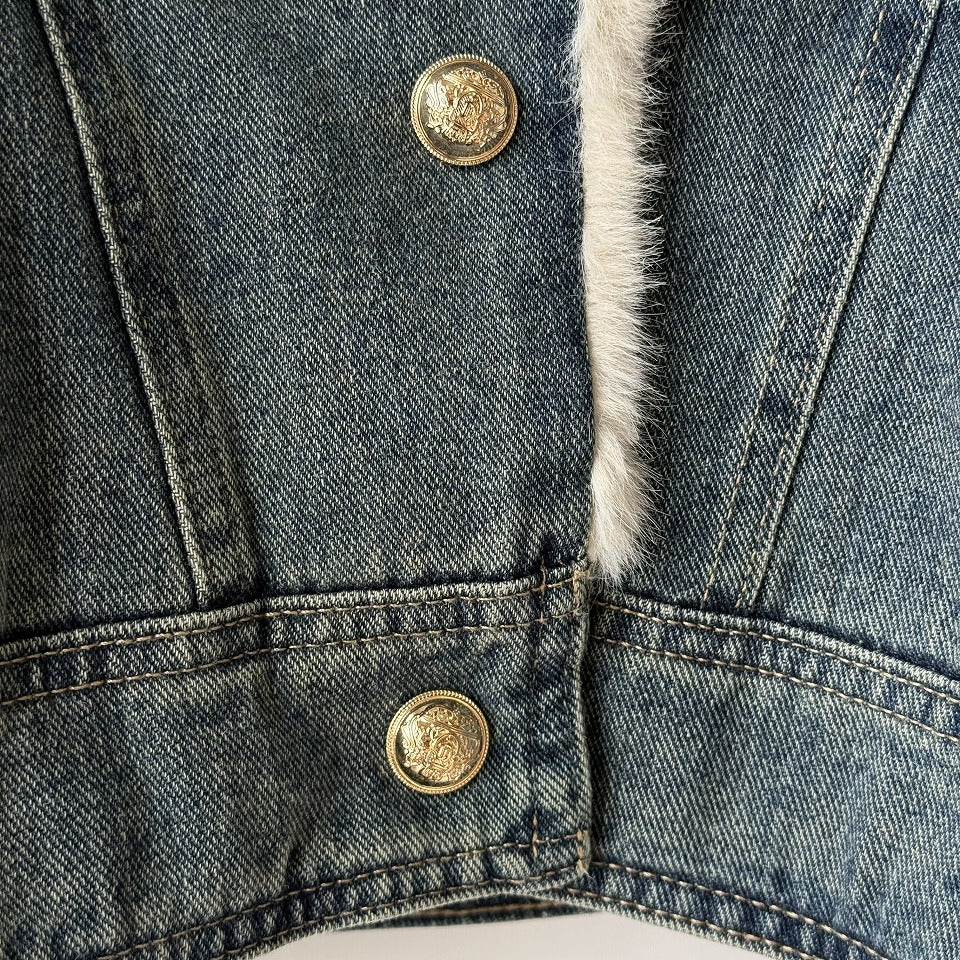 ふわふわファー衿付き デニムジャケット BPA-25512 [Bell Pony]