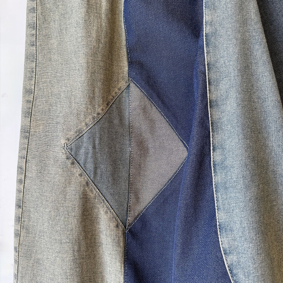 ランダム切り替え パッチワーク デニムワイドパンツ BPS-26230 [Bell Pony]