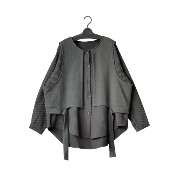 レイヤード風 異素材ドッキングシャツ BPW-25548 [Bell Pony]