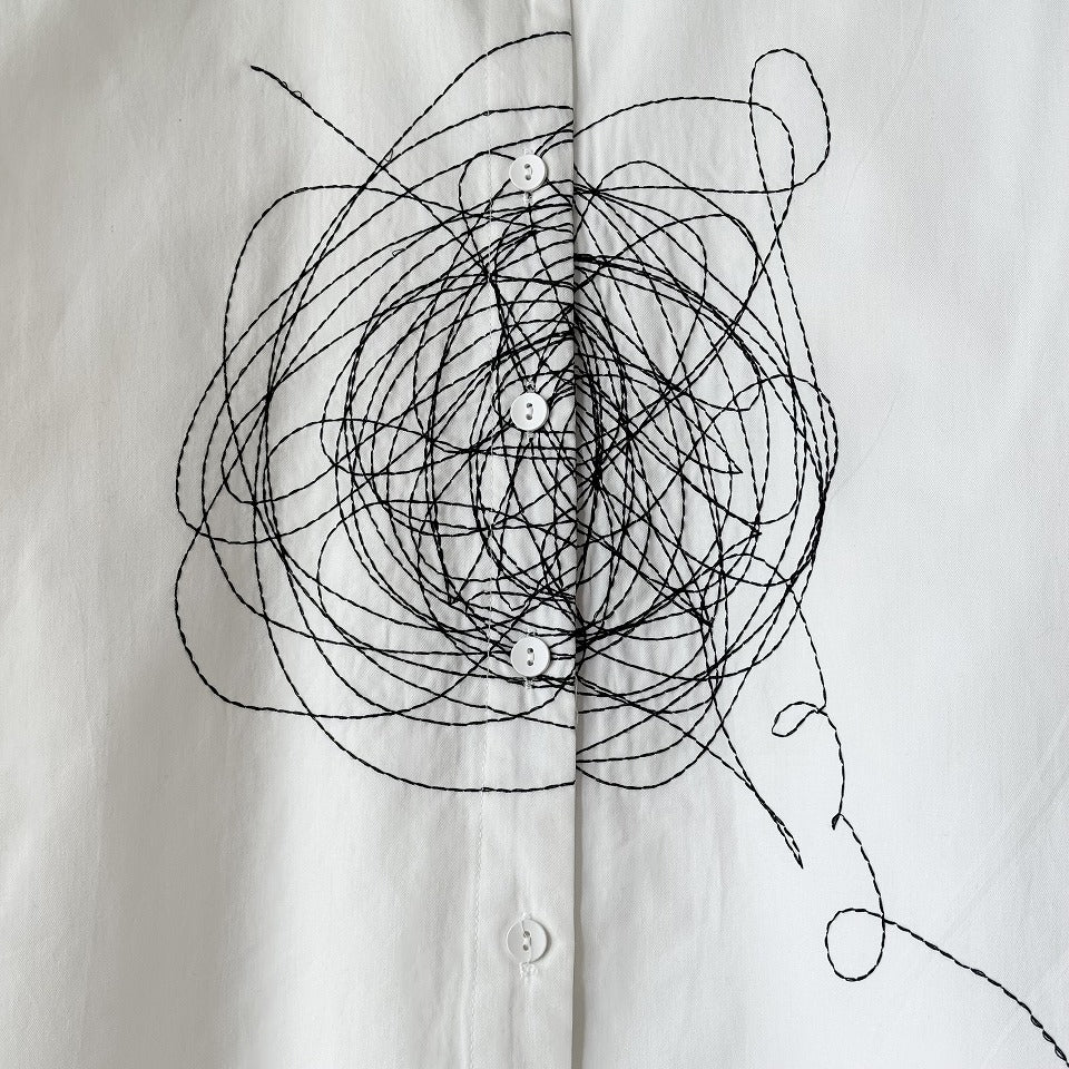 ステッチ刺繍 アートデザイン コットンシャツ BPS-26048 [Bell Pony]