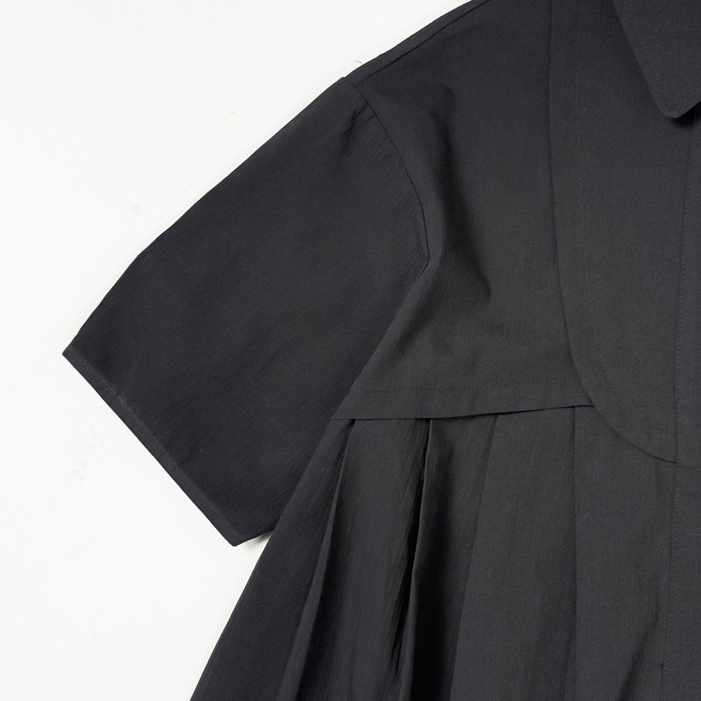 アシンメトリー切替デザイン シャツワンピース ロングシャツ 半袖 BP-250503SC [Bell Pony]