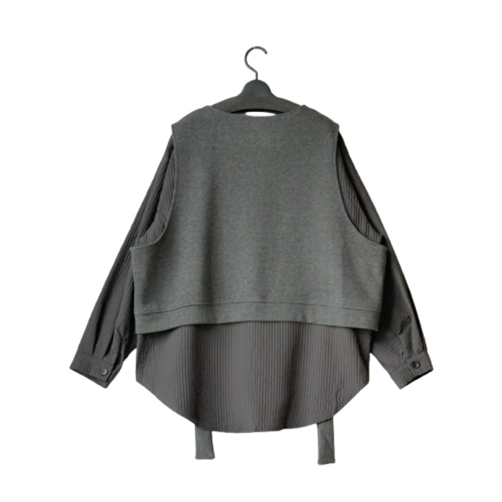 レイヤード風 異素材ドッキングシャツ BPW-25548 [Bell Pony]