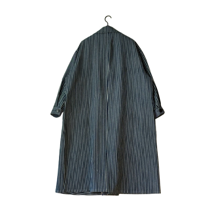 アシンメトリー 異素材切り替え ストライプ デニムコート BPS-26072 [Bell Pony]