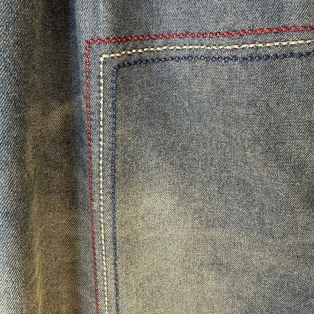 配色飾りステッチ デニムテーパードパンツ BPS-26148  [Bell Pony]