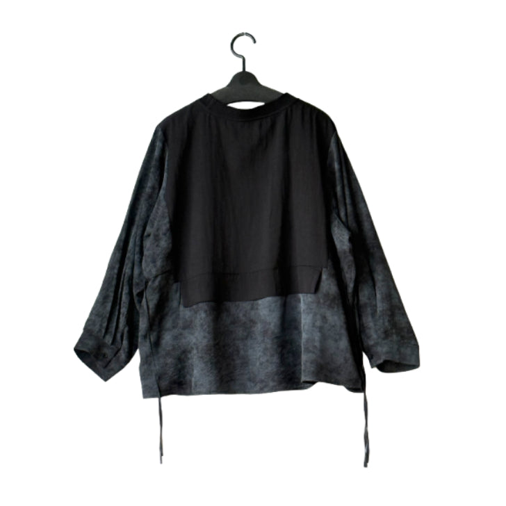 レイヤード風 異素材ドッキングプリントシャツ BPS-26111 [Bell Pony]