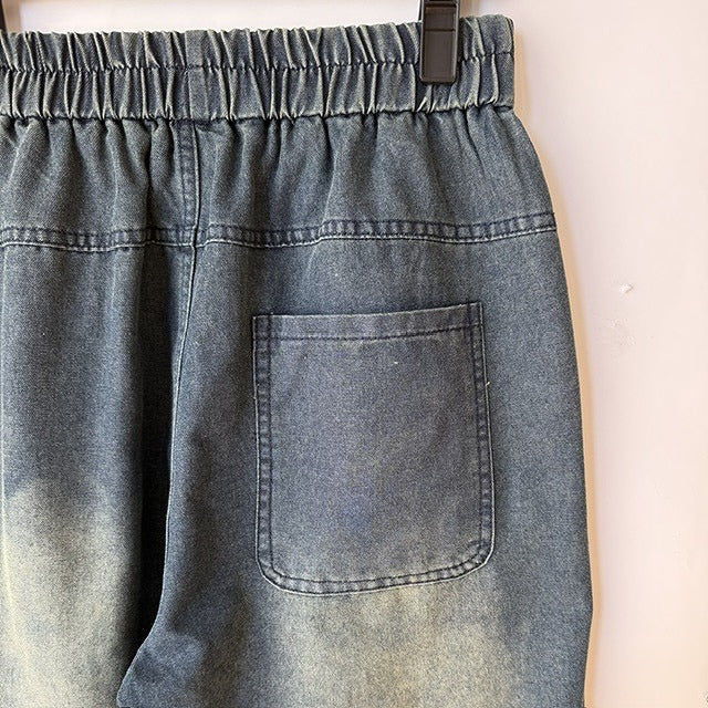 配色飾りステッチ デニムテーパードパンツ BPS-26148  [Bell Pony]