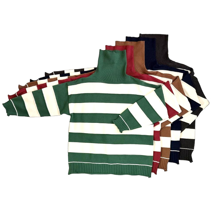 太ボーダー タートルネックセーター BPA-25645 [Bell Pony]