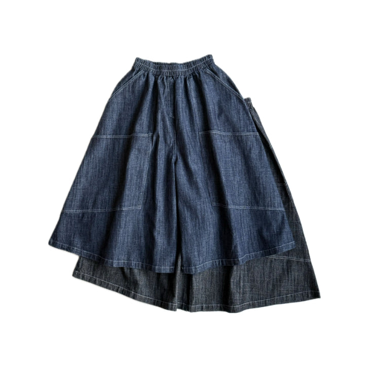 飾りステッチ デニムワイドパンツ BPA-25065 [Bell Pony]