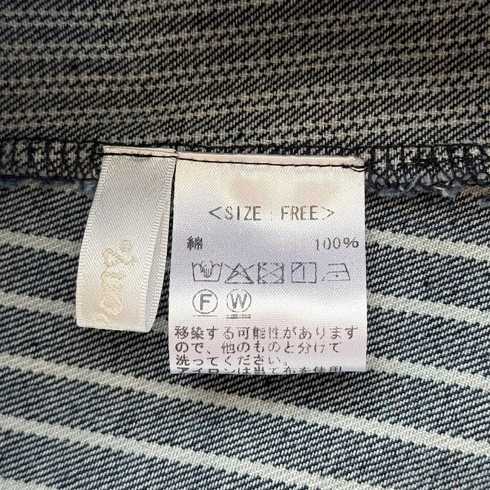 アシンメトリー 異素材切り替え ストライプ デニムコート BPS-26072 [Bell Pony]