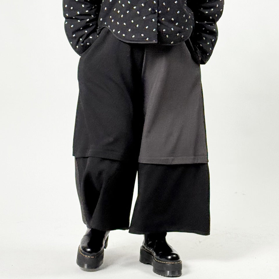 アシンメトリー切り替え バイカラー ワイドパンツ BPW-25525 [Bell Pony]