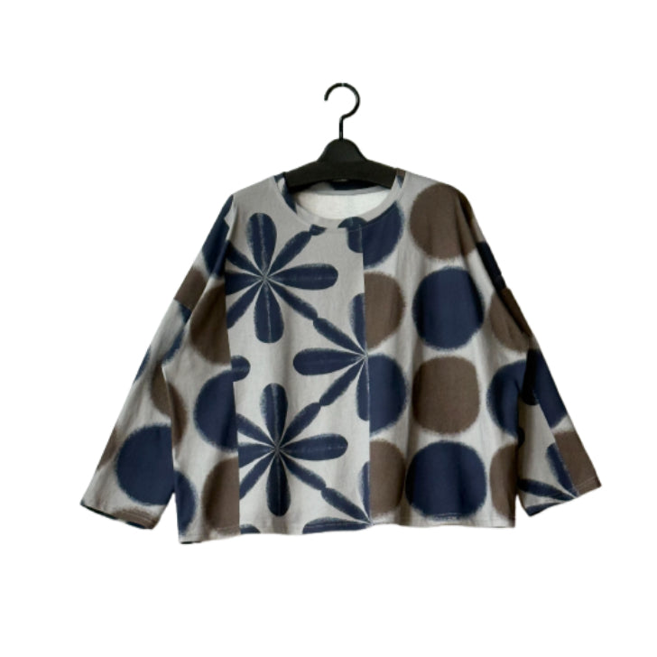 ドット×フラワープリント ロングTシャツ BPA-25268 [Bell Pony]