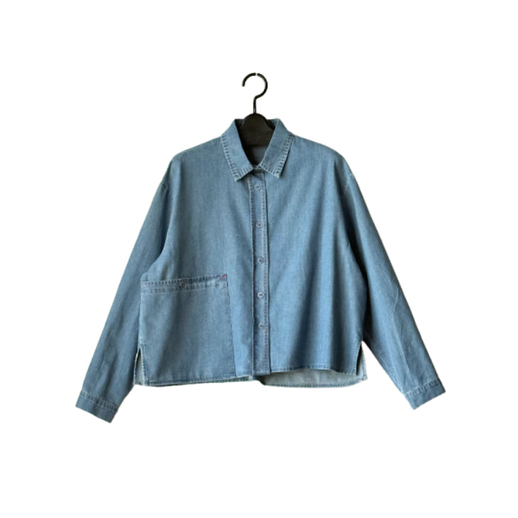 ハンドステッチ風 デザインデニムシャツ BPS-26153 [Bell Pony]