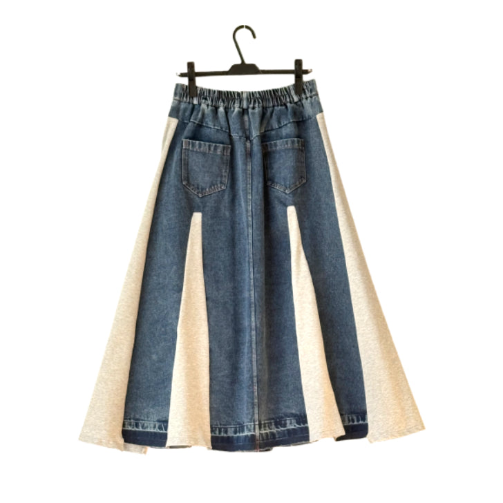 バイカラー異素材切替 ジャージ×デニムスカート BPS-26171 [Bell Pony]