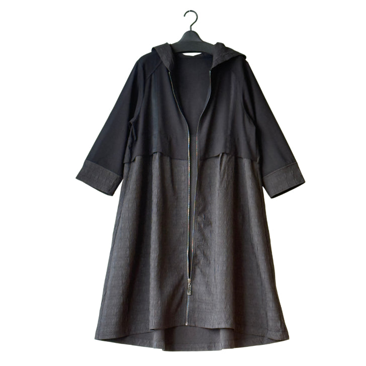 異素材切り替え フード付き ロングコート レディース スプリングコート BPS-26137 [Bell Pony]