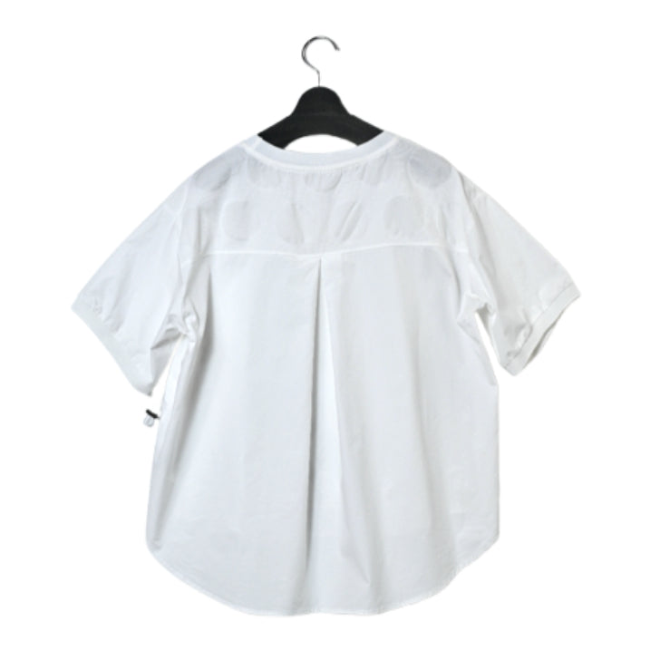 ジャガード織り ドット柄 切り替えデザイン Tシャツ 半袖 BPS-25394 [Bell Pony]