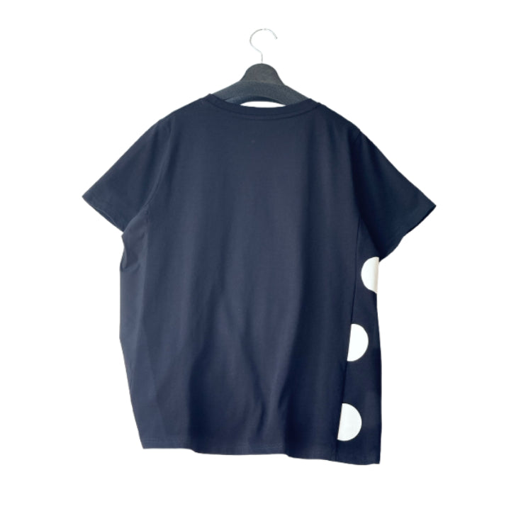 異素材切り替え ドットプリント+シャーリング デザインTシャツ 半袖 BPS-25241 [Bell Pony]