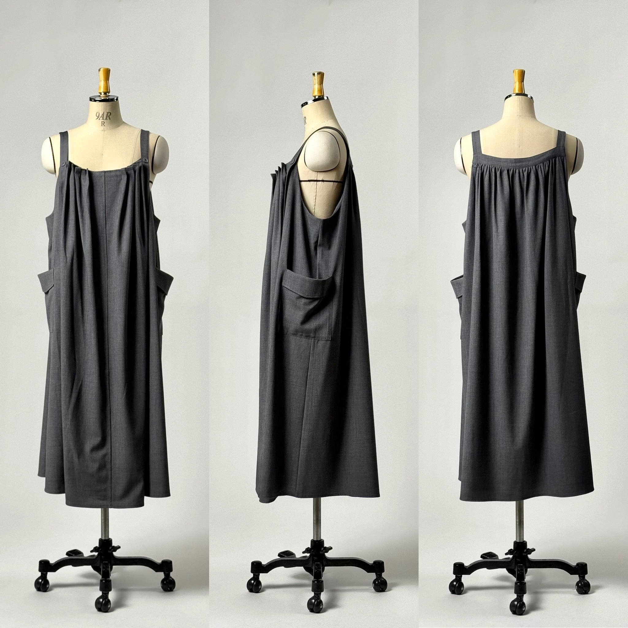 タック＆ギャザー ドレープジャンパースカート ロング丈 BP-250203SC