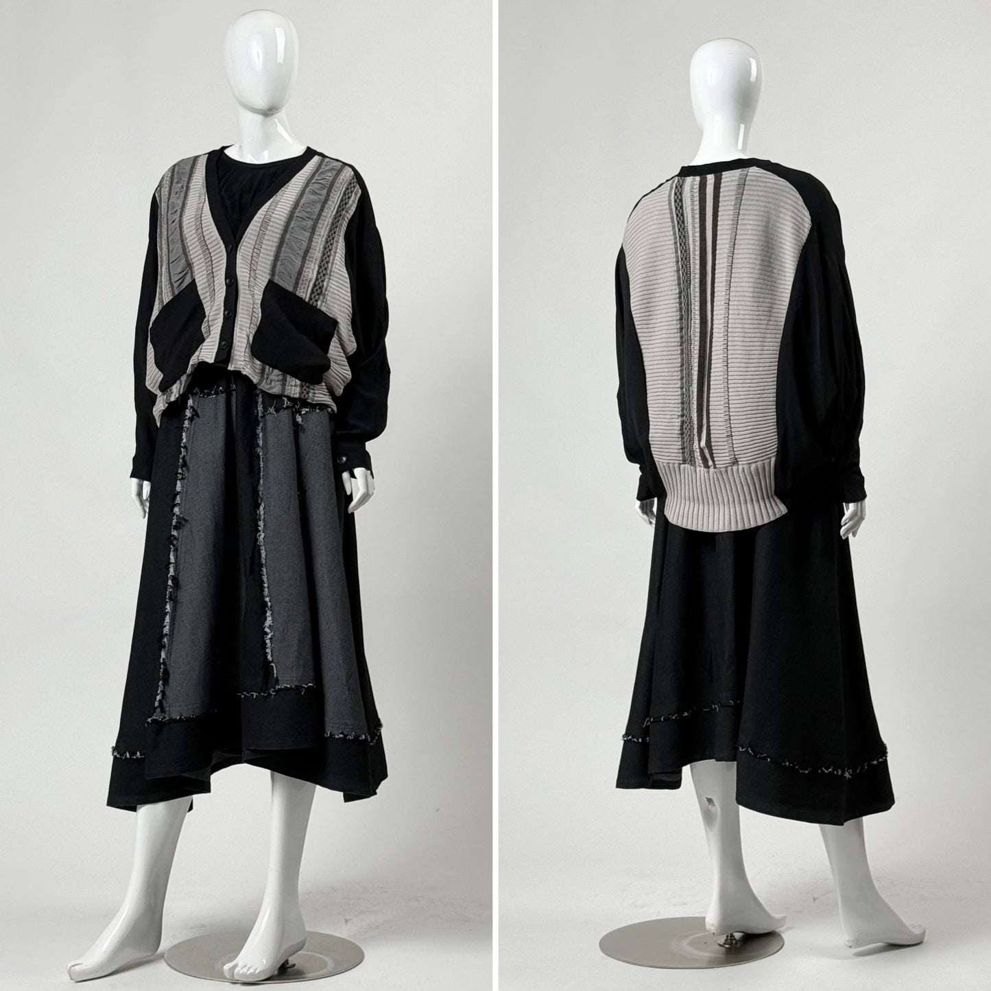 ジャガード×シフォン×布帛切り替え ニットカーディガン RY-241102SC [Yoshi Yoshi by pj]