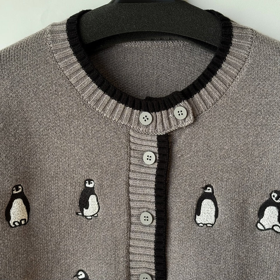 ペンギン刺繍 前開きニットカーディガン BPW-25900 [Bell Pony]