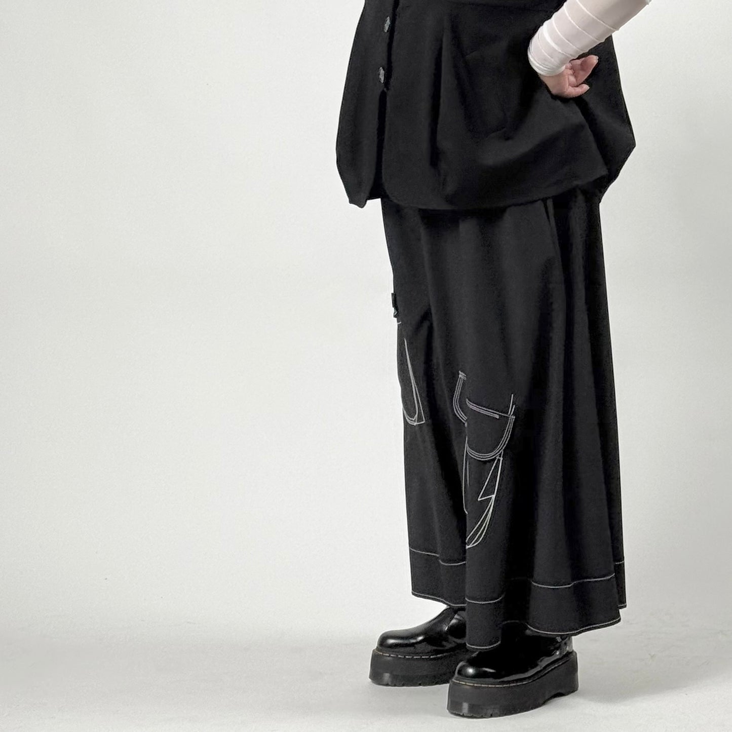 ステッチデザイン ワイドパンツ BPS-26076 [Bell Pony]