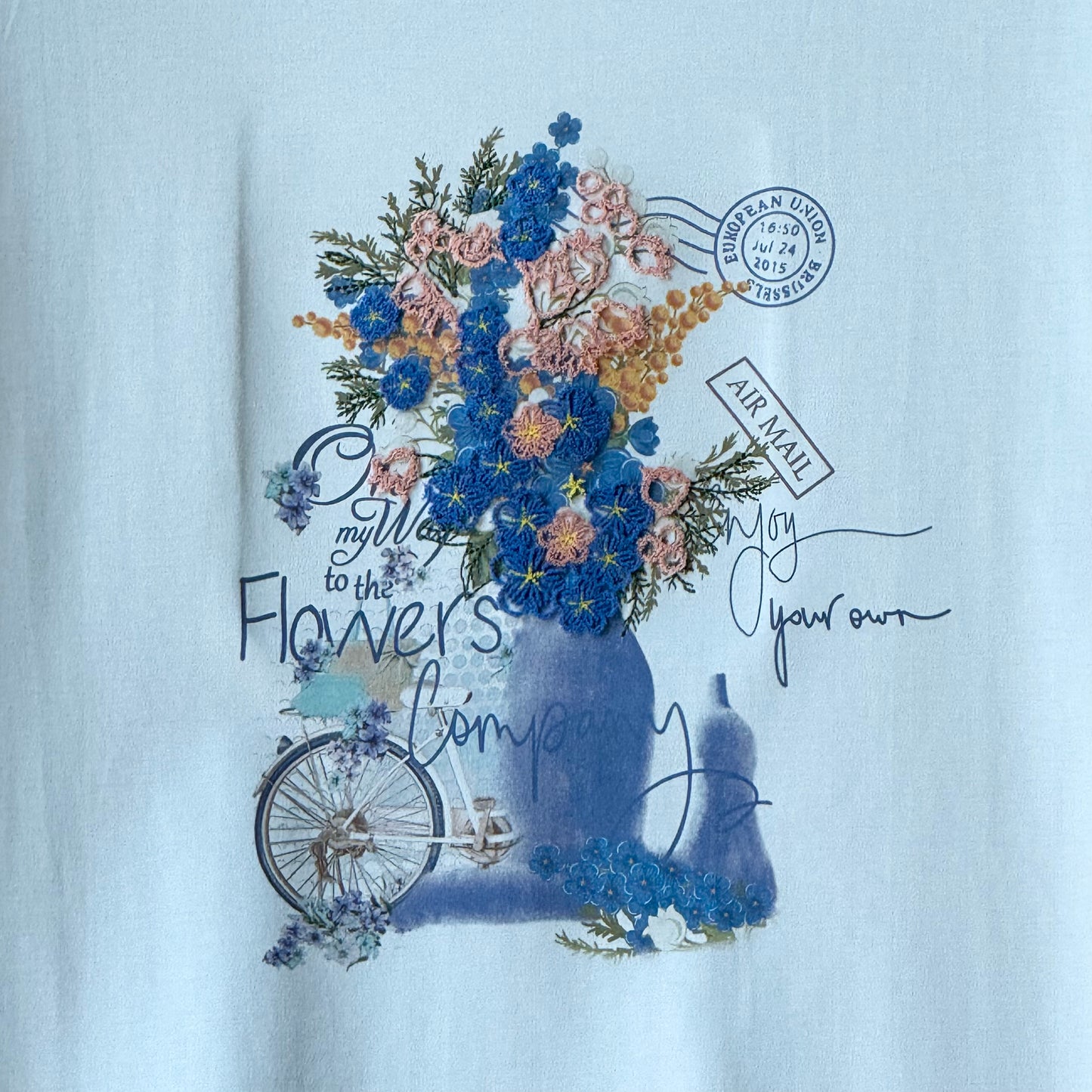 花柄 立体刺繍×プリント Tシャツ 半袖 BPS-25538 [Bell Pony]