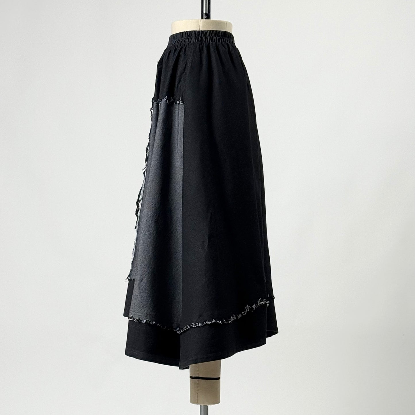 アシンメトリー切り替え デニム フレアロングスカート BPA-25062 [Bell Pony]