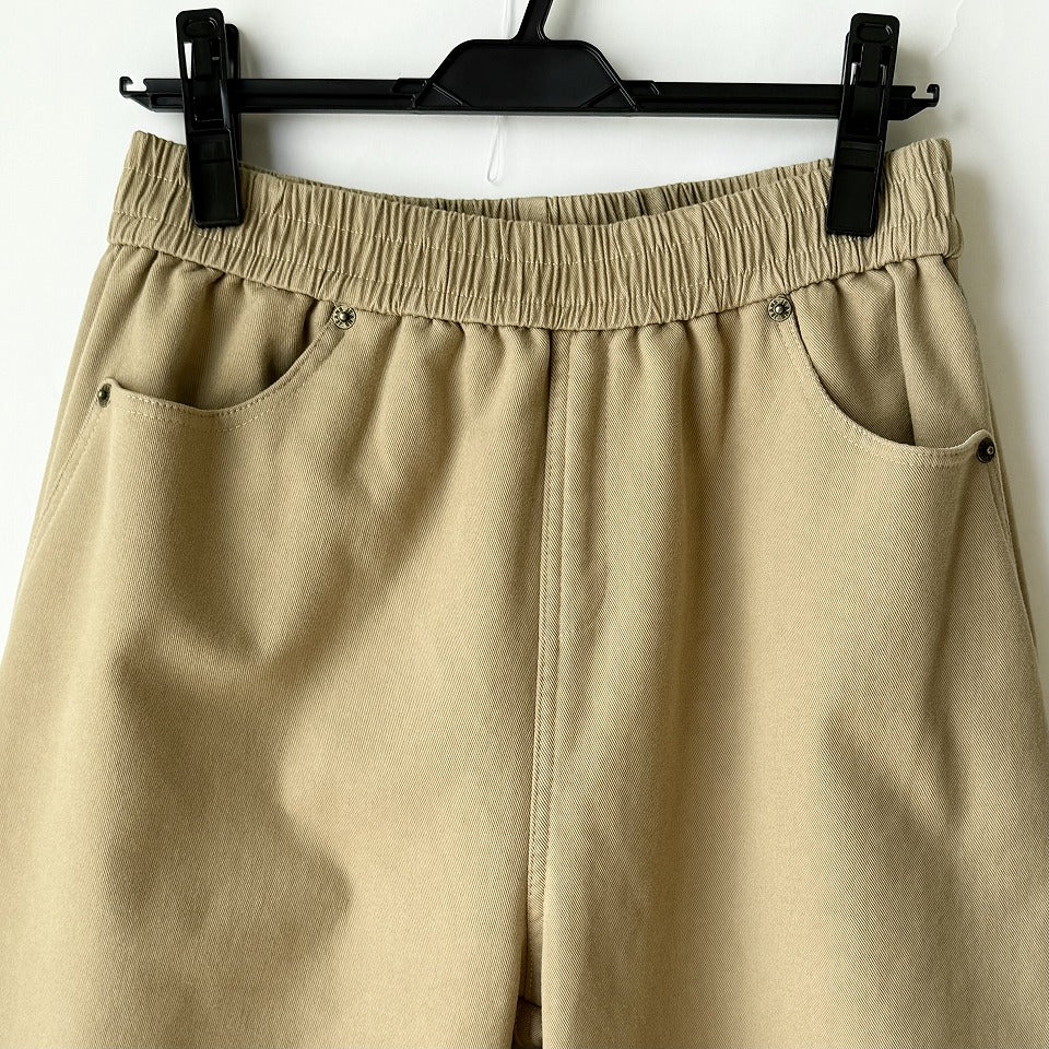 フロントダーツ入り 裏起毛 ワイドパンツ BPW-25683 [Bell Pony]