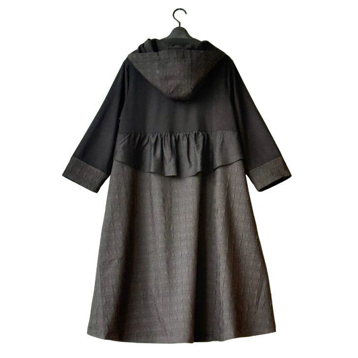 異素材切り替え フード付き ロングコート レディース スプリングコート BPS-26137 [Bell Pony]