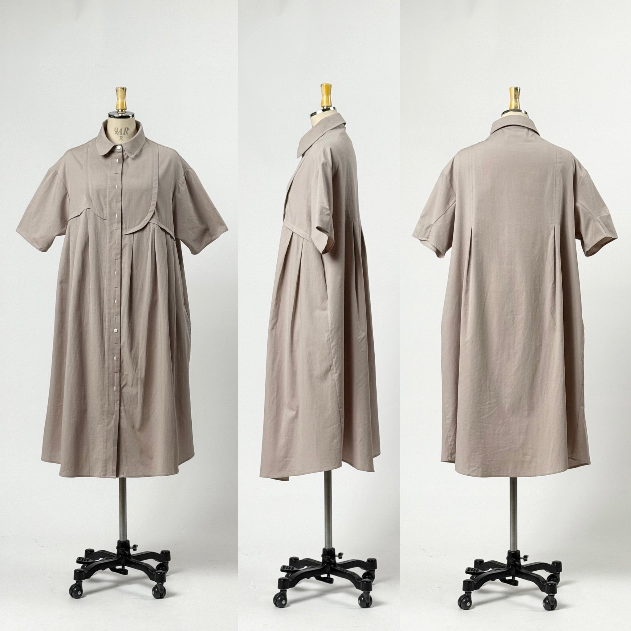 アシンメトリー切替デザイン シャツワンピース ロングシャツ