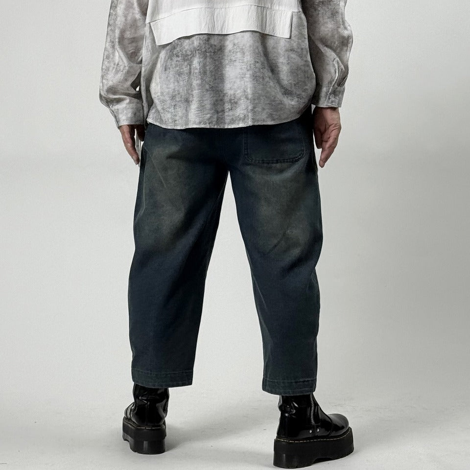 配色飾りステッチ デニムテーパードパンツ BPS-26148  [Bell Pony]