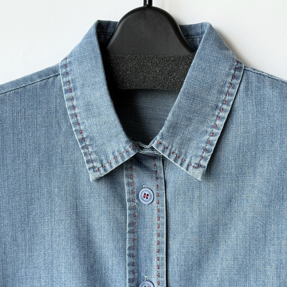 ハンドステッチ風 デザインデニムシャツ BPS-26153 [Bell Pony]