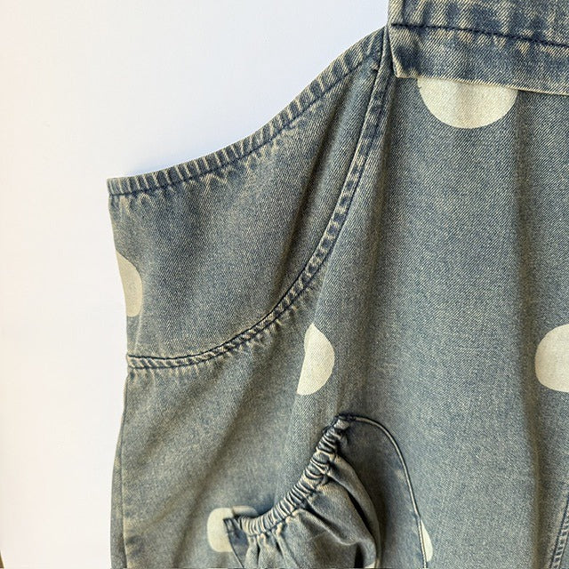 ヴィンテージ風 ドットプリント デニム オーバーオール BPS-26124 [Bell Pony]