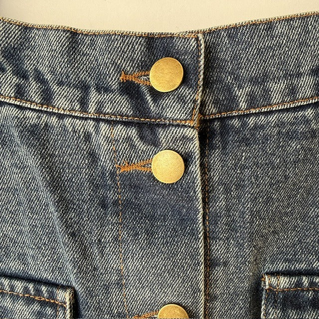 バイカラー異素材切替 ジャージ×デニムスカート BPS-26171 [Bell Pony]