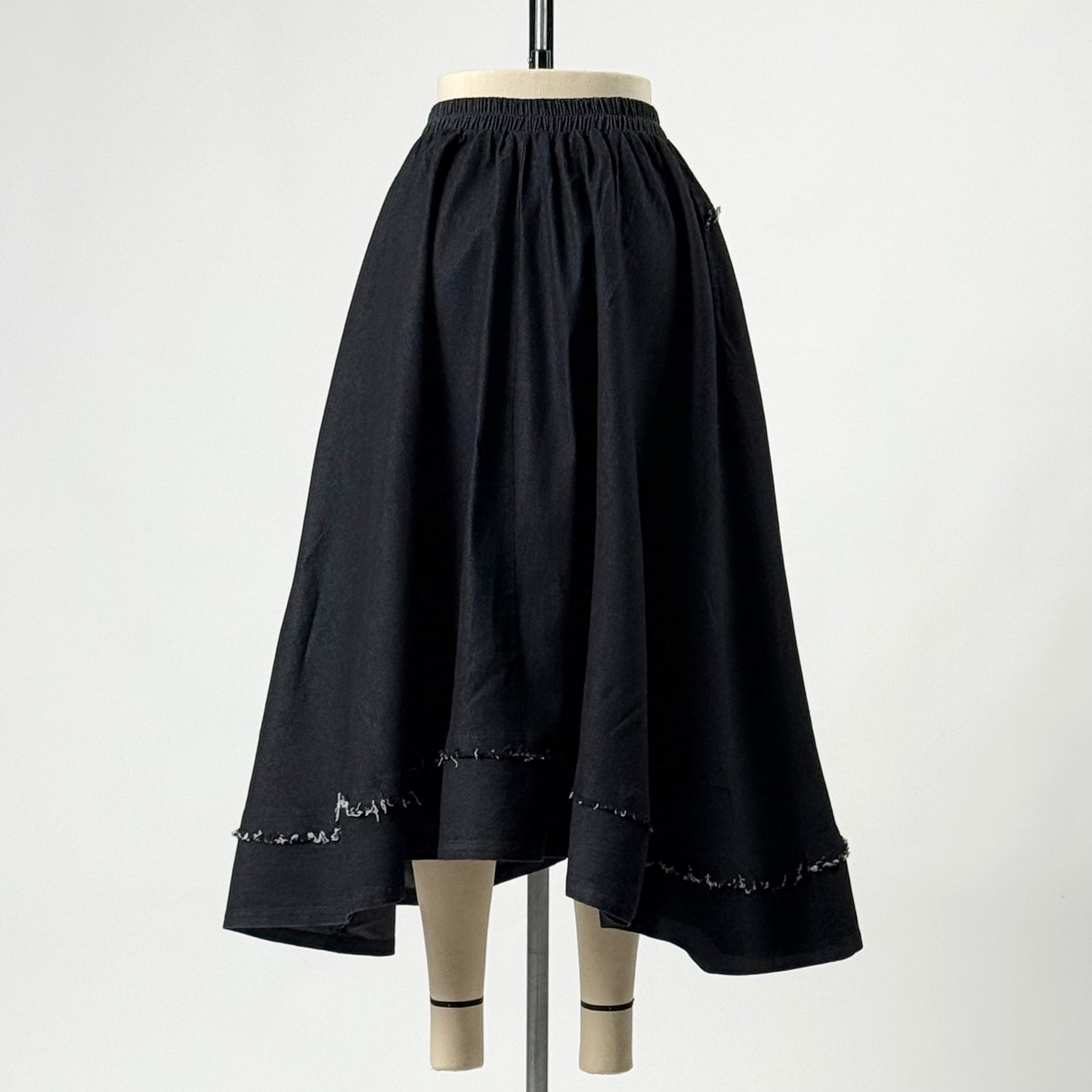 アシンメトリー切り替え デニム フレアロングスカート BPA-25062 [Bell Pony]