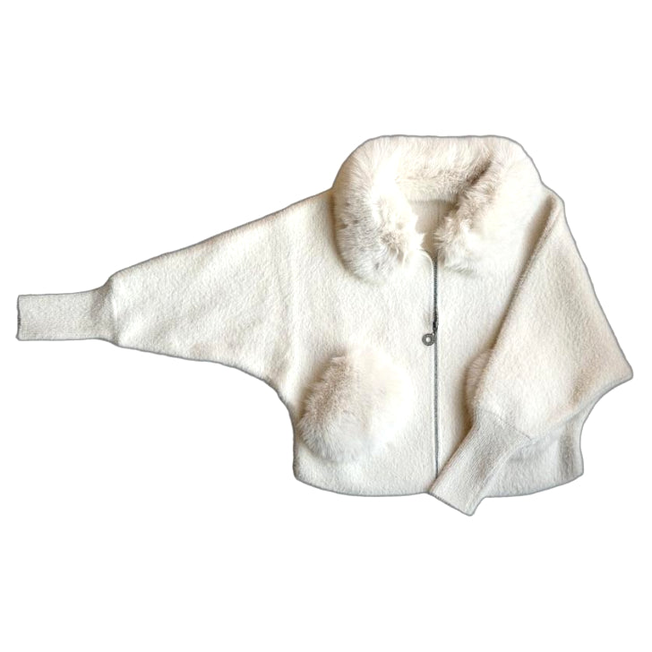 ふわふわファーポケット ジップニットジャケット BPW-25576 [Bell Pony]