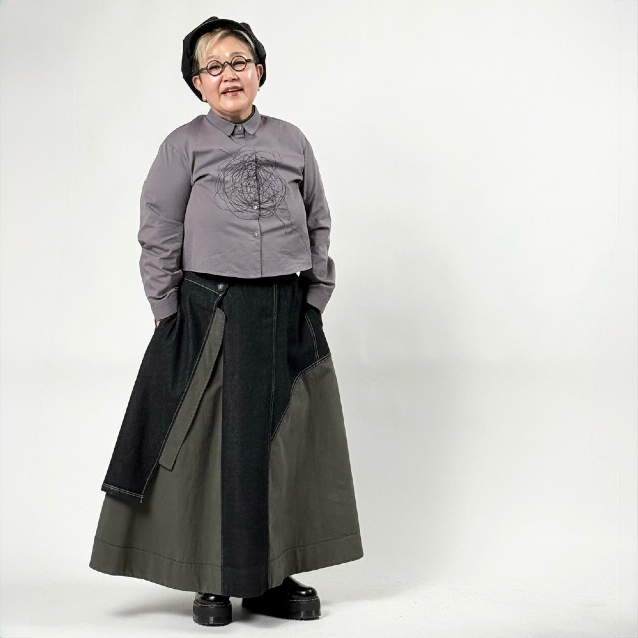 ステッチ刺繍 アートデザイン コットンシャツ BPS-26048 [Bell Pony]