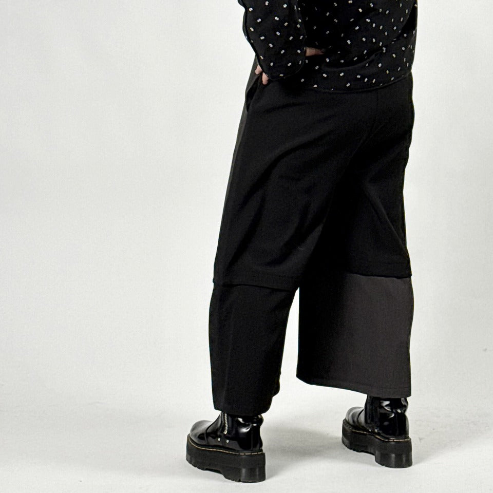 アシンメトリー切り替え バイカラー ワイドパンツ BPW-25525 [Bell Pony]
