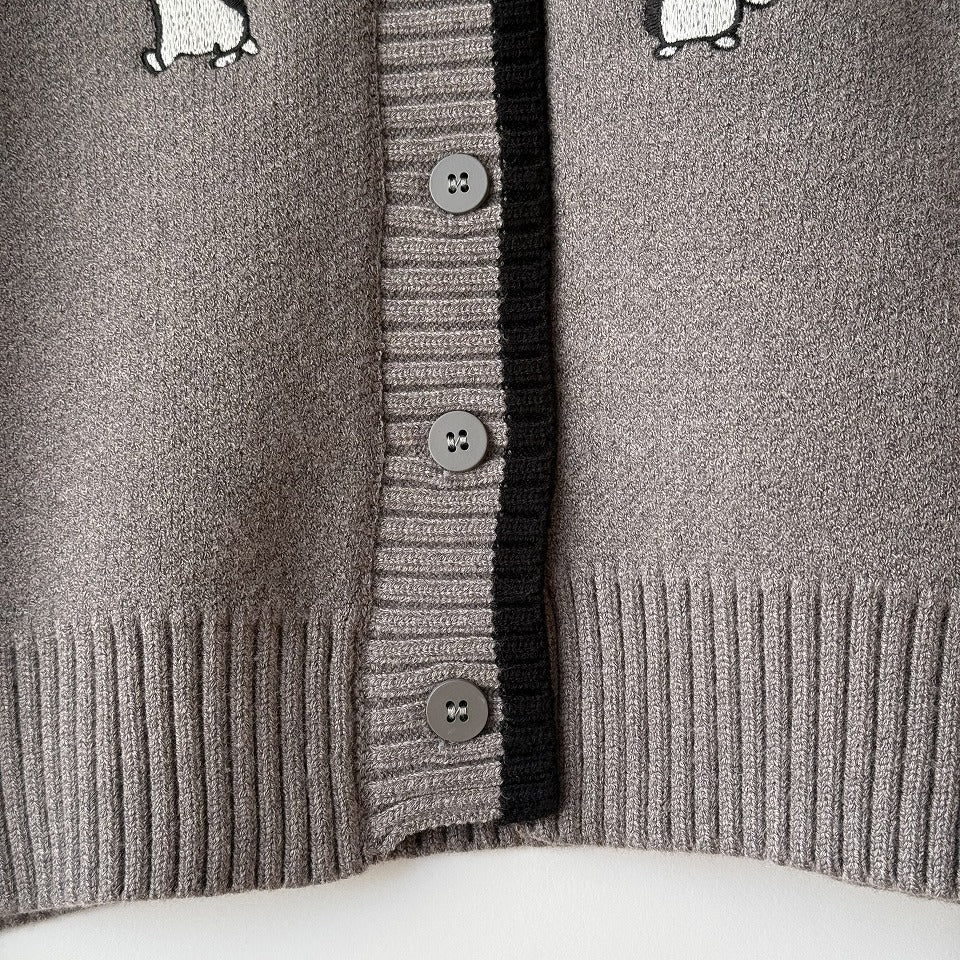 ペンギン刺繍 前開きニットカーディガン BPW-25900 [Bell Pony]