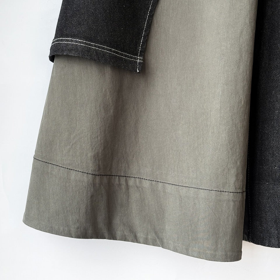 アシンメトリー切り替えデザイン ブラックデニムロングスカート BPS-26055 [Bell Pony]