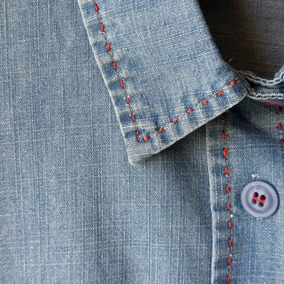 ハンドステッチ風 デザインデニムシャツ BPS-26153 [Bell Pony]