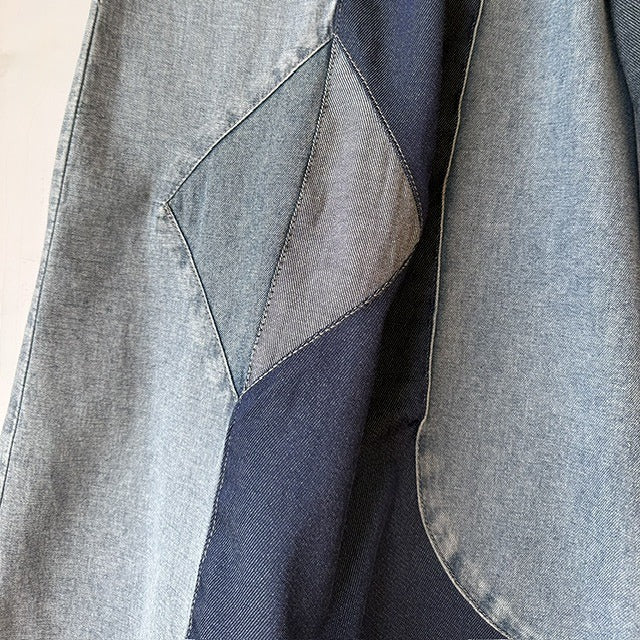 ランダム切り替え パッチワーク デニムワイドパンツ BPS-26230 [Bell Pony]