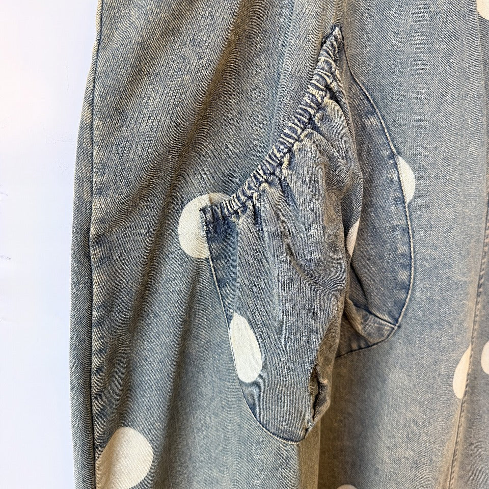 ヴィンテージ風 ドットプリント デニム オーバーオール BPS-26124 [Bell Pony]