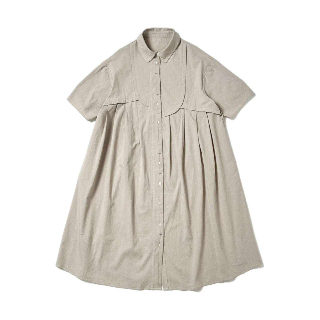 アシンメトリー切替デザイン シャツワンピース ロングシャツ 半袖 BP-250503SC [Bell Pony]