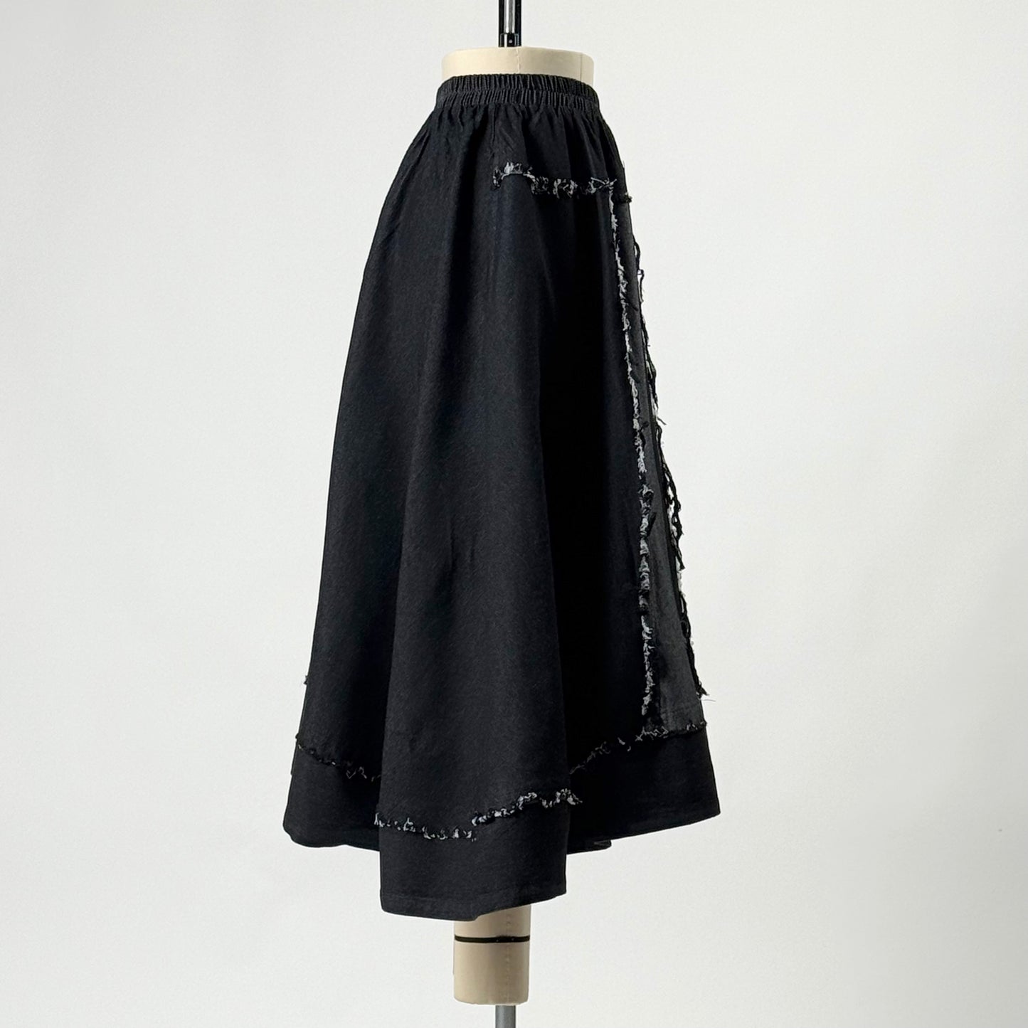 アシンメトリー切り替え デニム フレアロングスカート BPA-25062 [Bell Pony]