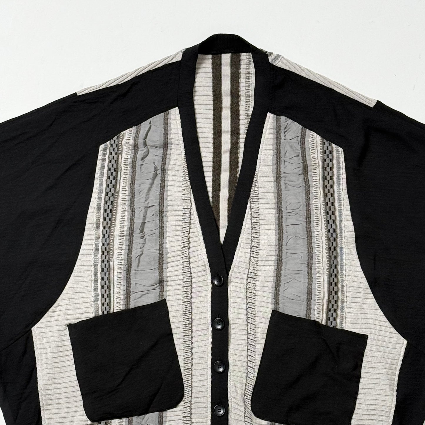 ジャガード×シフォン×布帛切り替え ニットカーディガン RY-241102SC [Yoshi Yoshi by pj]