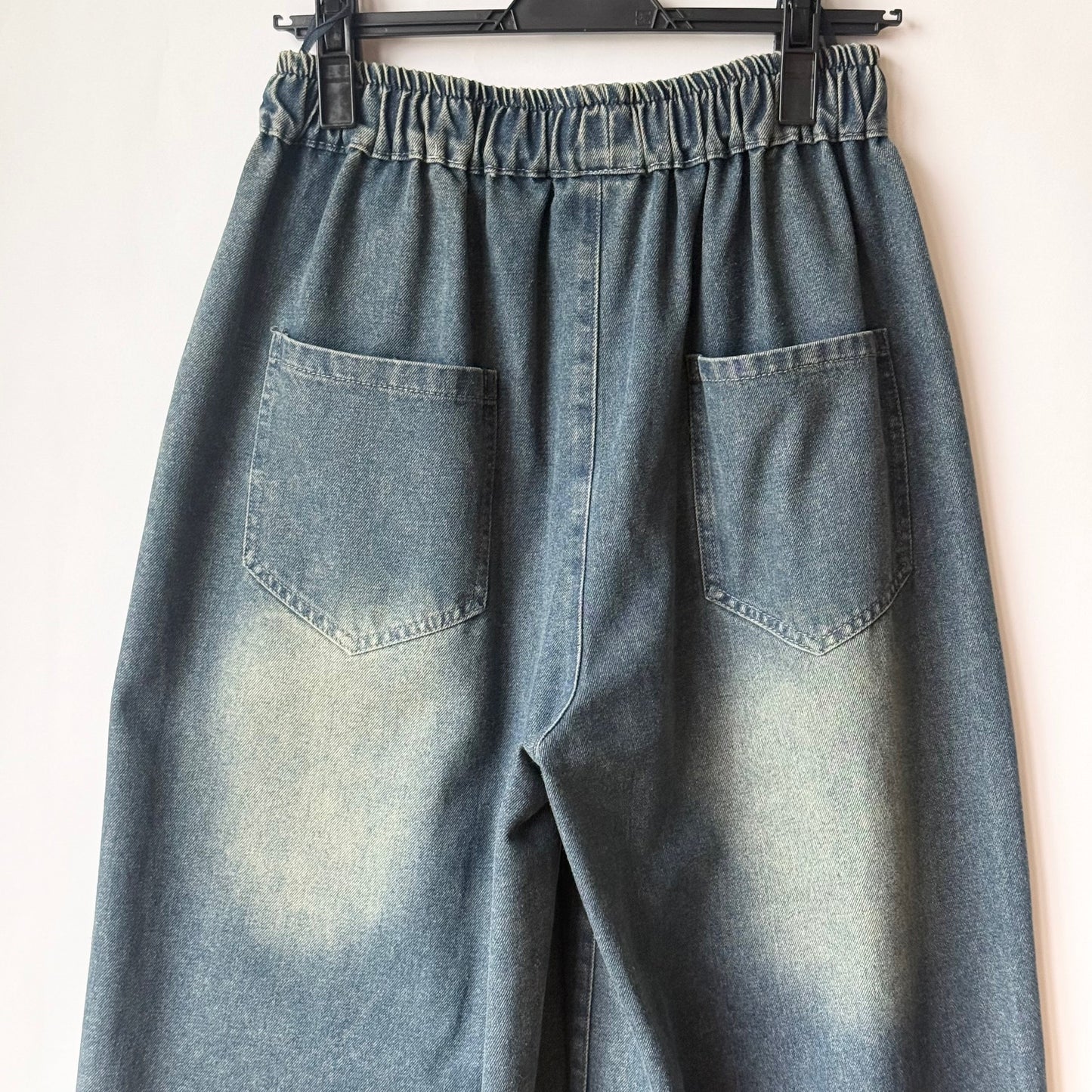 飾りステッチ刺繍 デニムワイドパンツ BPA-25303 [Bell Pony]