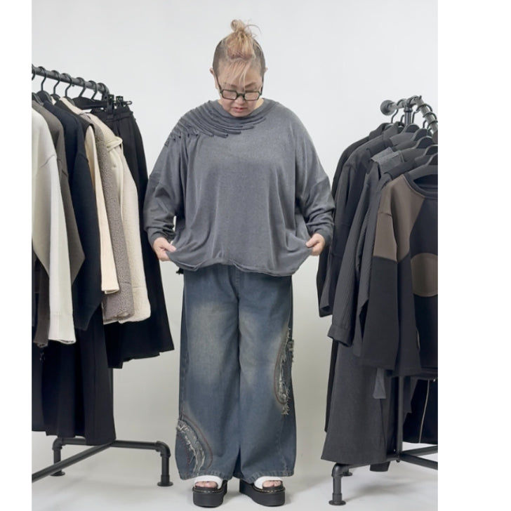 テープデザイン カットソー ロングTシャツ BPW-25595 [Bell Pony]