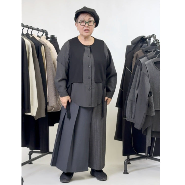 レイヤード風 異素材ドッキングシャツ BPW-25548 [Bell Pony]