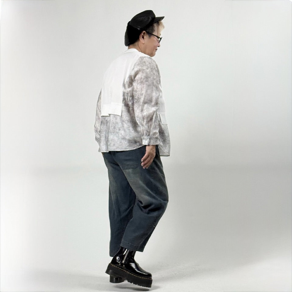 配色飾りステッチ デニムテーパードパンツ BPS-26148  [Bell Pony]