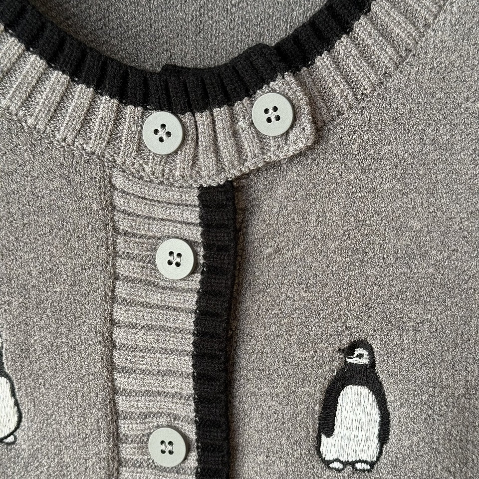 ペンギン刺繍 前開きニットカーディガン BPW-25900 [Bell Pony]